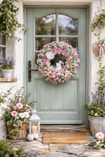  Jarní věnec jutový - Bílý zajíček 