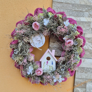  Jarní věnec jutový - Do vínova s jarním domečkem 