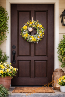  Jarní věnec jutový - Žlutá kvítka 