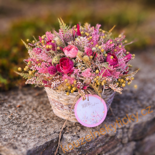 Dekorace celoroční - Kulatý košíček vínový 