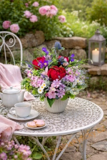 Dekorace letní  -  S pivoňkami a lučními kvítím 