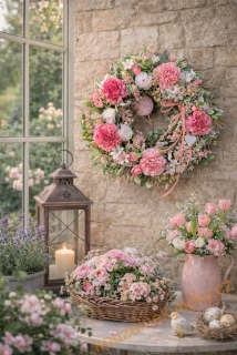  Květinový věnec -  Růžovo-bílý 