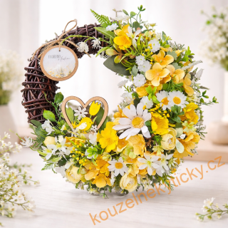 Věnec proutěný    -   žluto-zelený s kopretinkami 