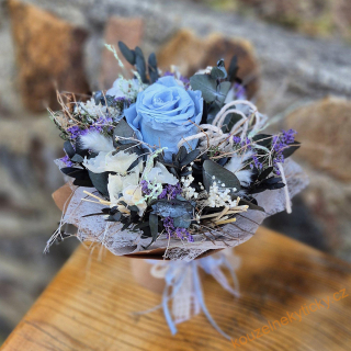 Sušinová kytice samostojící S - stabilizovaná modrá  růže 