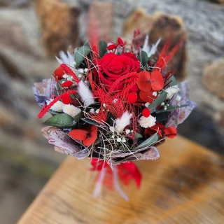 Sušinová kytice samostojící S - stabilizovaná  červená růže 