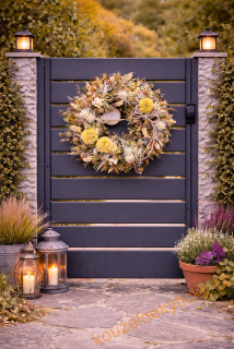  Umělý jako sušený věnec -  Kombinace hnědé a žluté