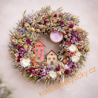 Věnec sušinový    -    S domečky 