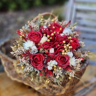 Sušinová kytice celoroční - Červené růže 